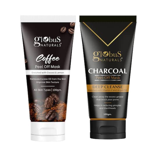 Globus Naturals Oil Control Coffee Peel Off Mask & Charcoal Peel Off Mask Combo For Women (2 Pcs)