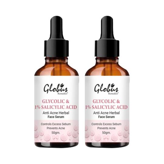 Globus Remedies Glycolic & 1% Salicylic Acid Anti Acne Face Serum (2 Pcs)