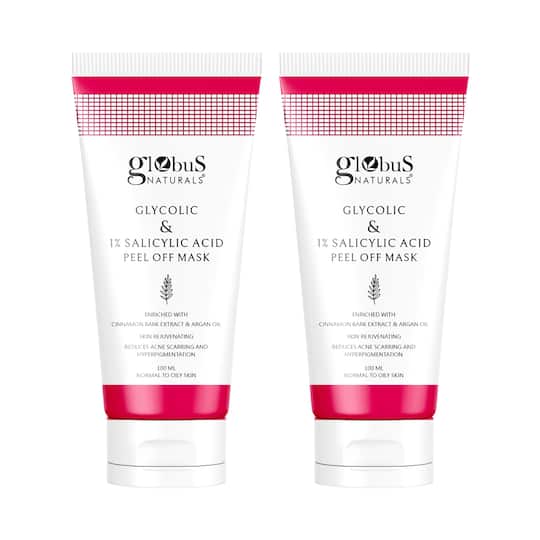 Globus Naturals Glycolic & 1% Salicylic Acid Anti Acne Peel Off Mask (2 Pcs)