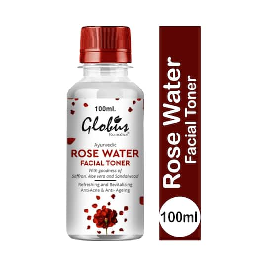 Globus Remedies Rose Water Facial Toner With Goodness Of Saffron, Aloe Vera & Sandalwood (100ml)