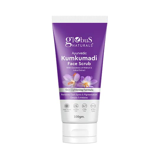 Globus Naturals Kumkumadi Skin Lightening Face Scrub Enriched With Walnut & Lotus Extract (100g)