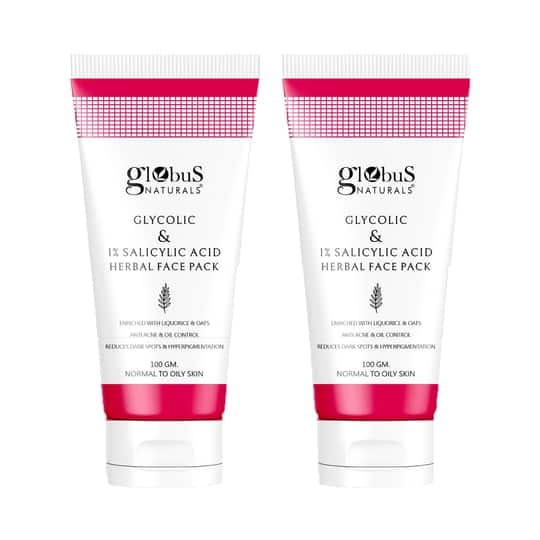 Globus Naturals Anti Acne Glycolic & 1 % Salicylic Acid Face Pack (2 Pcs)