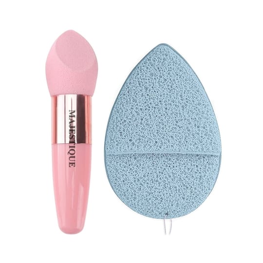 Majestique Facial Cleaning Sponge With Cut Makeup Sponge - (2Pcs)