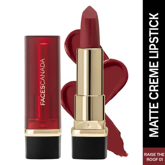 Faces Canada Comfy Matte Crème Lipstick, 8HR Long Stay, Intense Color - Raise The Roof 01 (4.2 g)