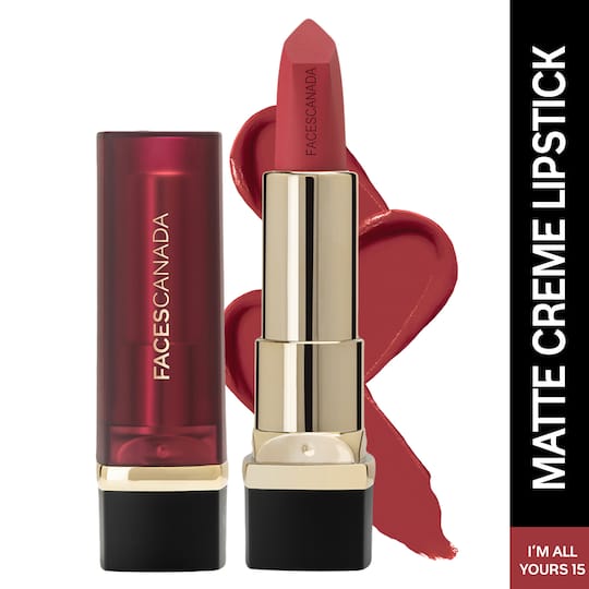 Faces Canada Comfy Matte Crème Lipstick, 8HR Long Stay, Intense Color - I’m All Yours 15 (4.2 g)