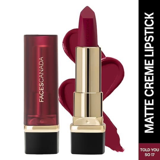 Faces Canada Comfy Matte Crème Lipstick, 8HR Long Stay, Intense Color - Told You So 17 (4.2 g)