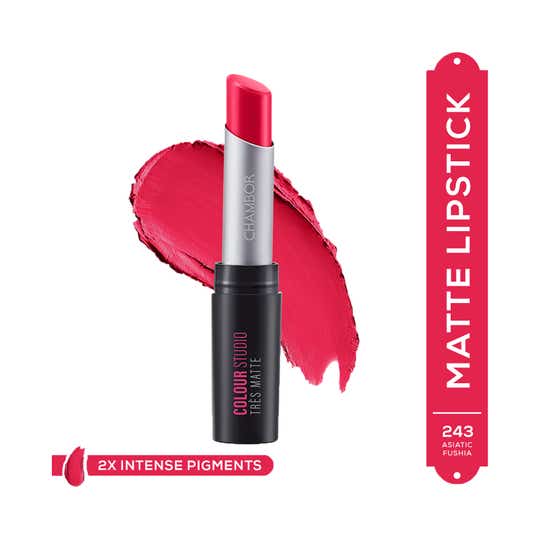 Chambor Tres Matte Lipstick Lasting Bold Pigment with SPF 30 - N 243 Asiatic Fuschia (3.2 g)