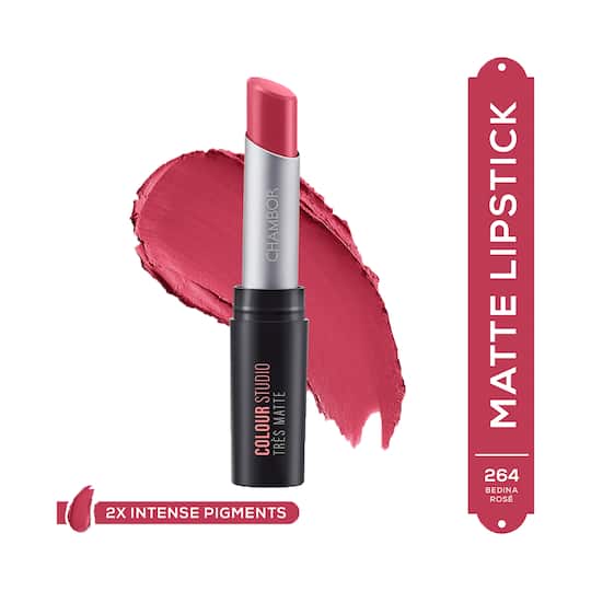 Chambor Tres Matte Lipstick Lasting Bold Pigment with SPF 30 - N 264 Bedina Rosé (3.2g)