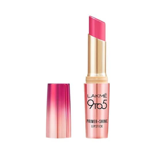 Lakme 9 To 5 Primer + Shine Lipstick - Pink Rose (3.6g)