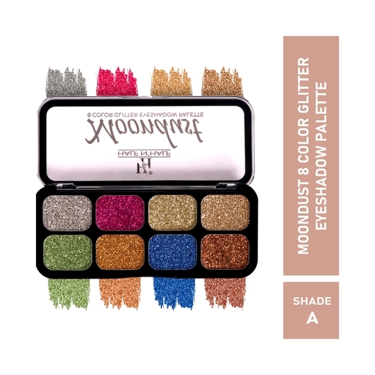 Half N Half Moondust 8 Color Glitter Eyeshadow Makeup Palette - Shade A (12g)