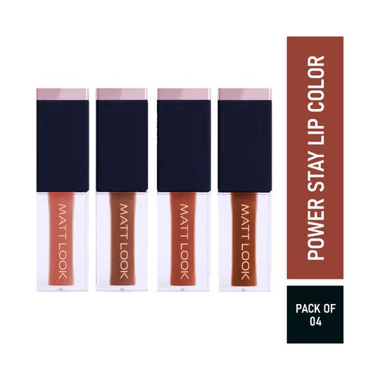 Matt Look Power Stay Matte Liquid Lipstick - Nude Spice (4Pcs)