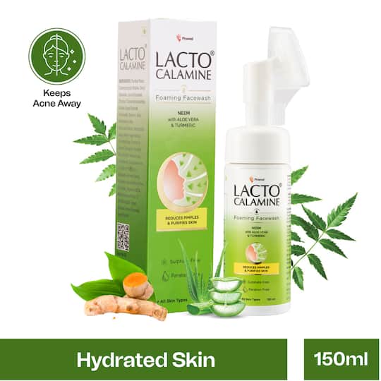 Lacto Calamine Neem & Aloe Foaming Face Wash + Niacinamide,Glycolic Acid for reducing pimple (150ml)
