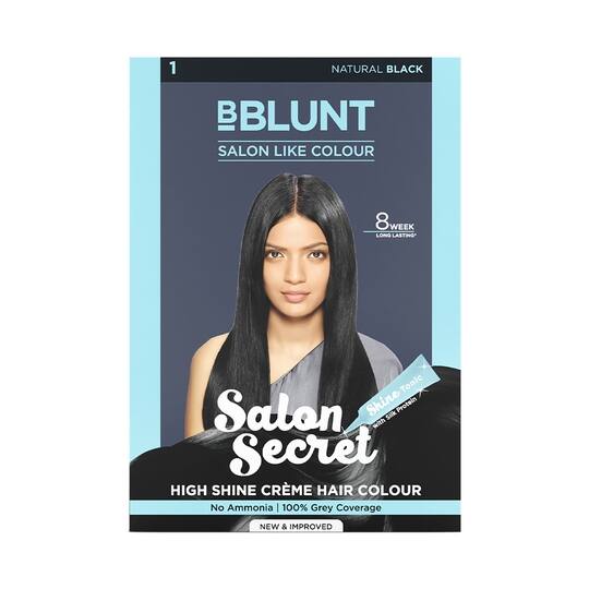 BBlunt Salon Secret High Shine Creme Hair Color - 1 Natural Black (152ml)