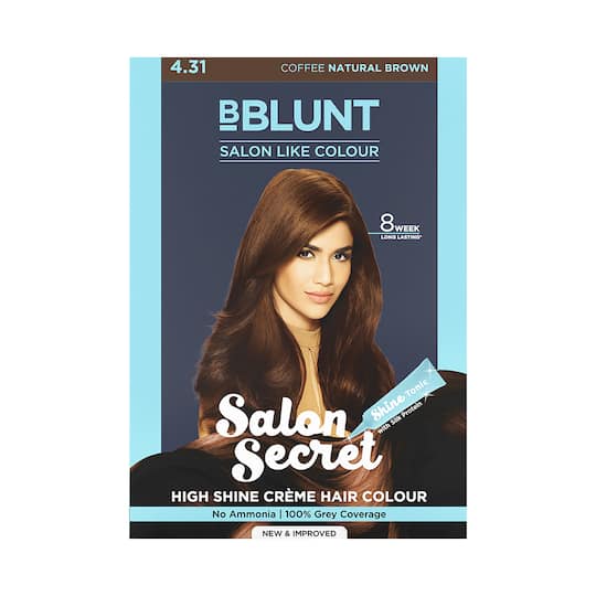 BBlunt Salon Secret High Shine Creme Hair Color - 4.31 Coffee Natural Brown (152ml)