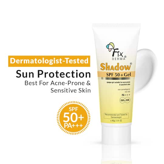 Fixderma Sunscreen - SPF 50+ PA+++ Shadow Sunscreen SPF 50+ Gel For Oily Skin, UVA-UVB Protection (40g)
