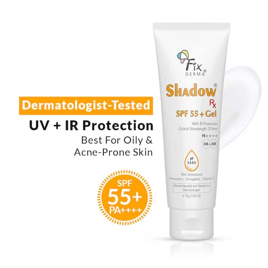 Fixderma Shadow RX Sunscreen SPF 55+ Gel Sunscreen For Oily Skin (75g)