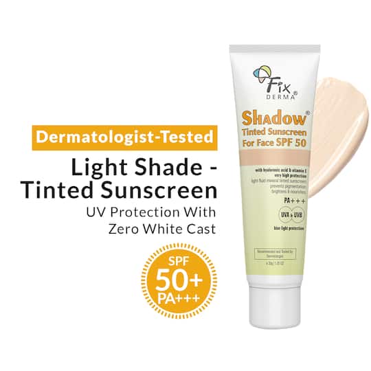Fixderma Shadow Tinted Sunscreen SPF 50 PA+++ UVA & UVB Protection with Vitamin E (30g)