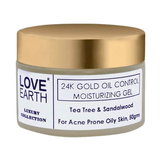 Love Earth 24K Gold Oil Control Moisturizing Gel With Aloe Vera Extract For & Acne-Prone (50g)