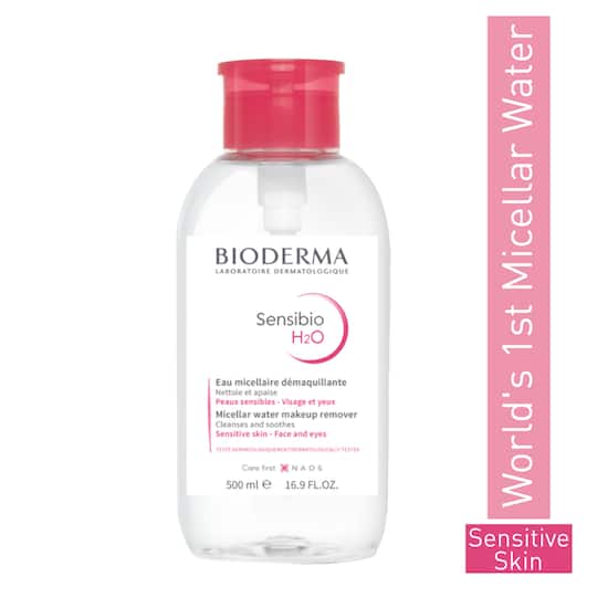 Bioderma Sensibio H2O Micellar Water Sensitive Skin Makeup Remover Pump Bottle (500ml)