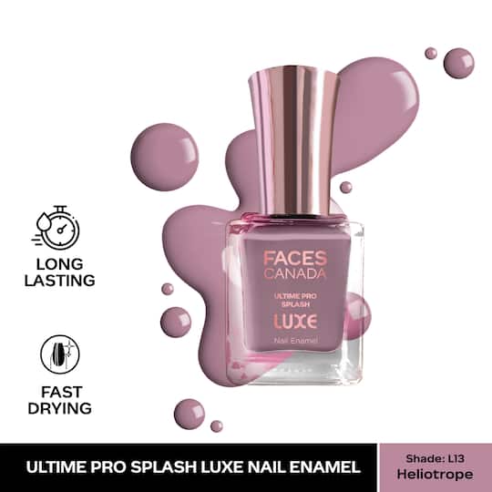 Faces Canada Ultime Pro Splash Luxe Nail Enamel Glossy Finish Quick Drying - Heliotrope L13 (12 ml)