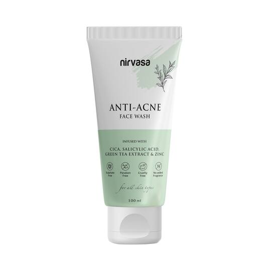 Nirvasa Anti-Acne Face Wash Infused With Cica & Zinc Reduces Excess Oil & Combats Acne (100ml)