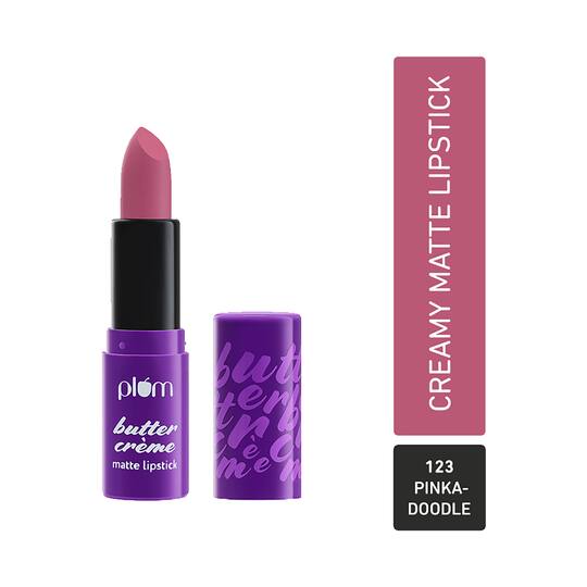 Plum Butter Creamy Matte Lipstick with Shea Butter & Rosehip Oil - 123 Pinkadoodle (4.2g)