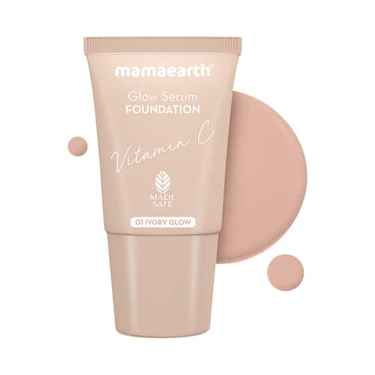 Mamaearth Glow Serum Foundation Mini Tube With Vitamin C & Turmeric - 01 Ivory Glow (18ml)