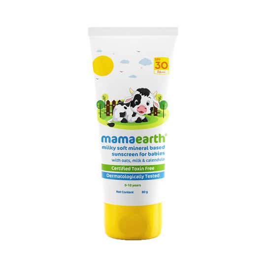 Mamaearth Milky Soft Mineral Based Sunscreen SPF 30 PA+++ For Babies (80g)