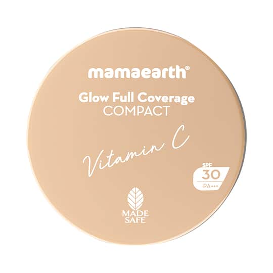 Mamaearth Glow Full Coverage Compact SPF 30 PA+++ With Vitamin C - 05 Almond Glow (9g)