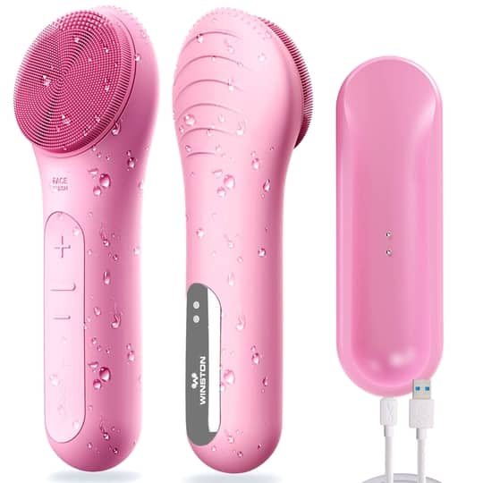 WINSTON Hot Mode Silicone Bristles Deep Facial Cleansing Skin Tightening Tool - Pink (1Pc)