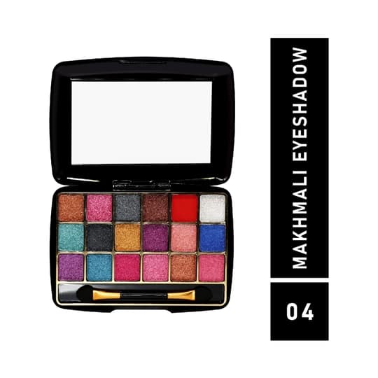 Half N Half 18 Colors Makhmali Eyeshadow With Brush In Makeup Palette - 04 Shade (12.8g)