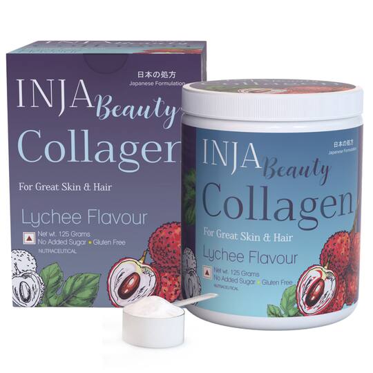 INJA Beauty Marine Collagen for Skin, Hair & Nails - Lychee Flavour (125 g)