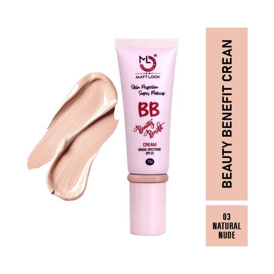 Matt Look Skin Perfection Super Makeup BB Beauty Benefit Cream With SPF 25 - 03 Natural Nude (38g)