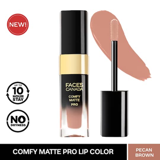 Faces Canada Comfy Matte Pro Liquid Lipstick - Pecan Brown 15, 10HR Stay, No Dryness (5.5 ml)