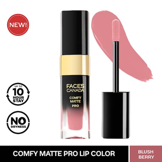 Faces Canada Comfy Matte Pro Liquid Lipstick - Blush Berry 18, 10HR Stay, No Dryness (5.5 ml)