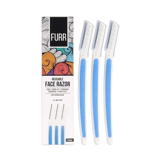 FURR German Blade Reusable Face Razor for Women - Blue, White (3Pcs)
