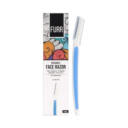 FURR German Blade Reusable Face Razor for Women - Blue, White