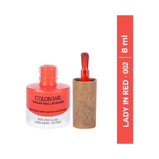 Colorbar Vegan Nail Lacquer - 002 Lady In Red (8ml)