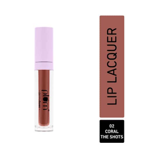 Plum 3-In-1 Glassy Glaze Lip Lacquer - 02 Coral The Shots (4.5ml)