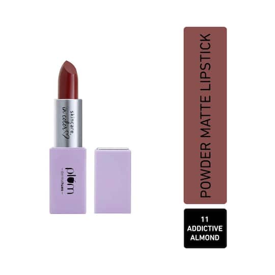 Plum Velvet Haze Powder Matte Lipstick - 11 Addictive Almond (4.2g)