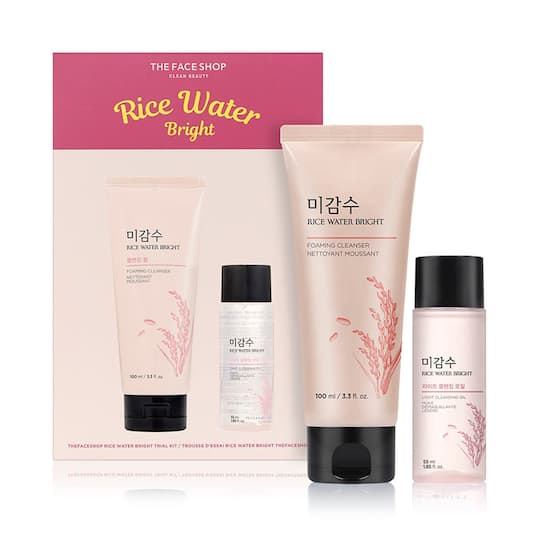 The Face Shop Rice Water Bright Double Cleansing Kit with Face Wash & Cleansing Oil - (2 Pcs)