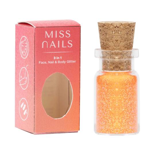 Miss Nails 3 In 1 Glitter Nail Polish - 31 Orange Me Up (5g)