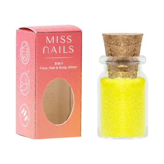 Miss Nails 3 In 1 Glitter Nail Polish - 33 Lemon Day (5g)