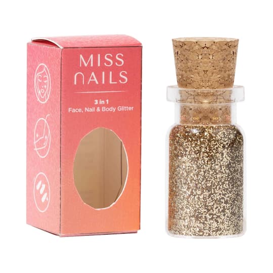 Miss Nails 3 In 1 Glitter Nail Polish - 26 Some Gold (5g)
