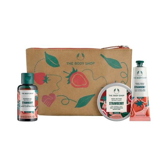 The Body Shop Nourish and Flourish Strawberry Gift Bag - (4Pcs)