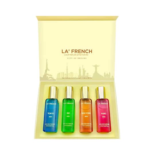 LA' French Tokyo, Rio, New York, Paris City Of Dream Luxury Perfume Gift Set For Him (4Pcs)