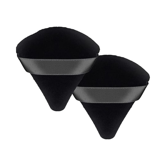 Bronson Professional Pizza Puff Triangle Makeup Beauty Blender Sponge Powder Puff - Black (2pcs)