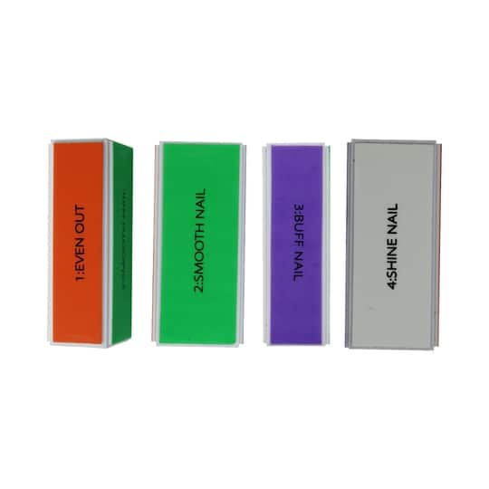 Bronson Professional Nail Buffer Shiner Filer 4 Way Manicure Pedicure Block - Multi-Color (4 Pcs)