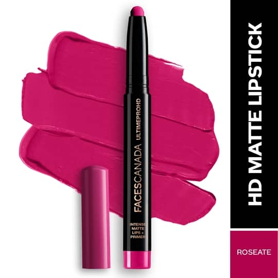 Faces Canada Ultime Pro HD Intense Matte Lipstick + Primer - Roseate, 9HR Long Stay (1.4 g)