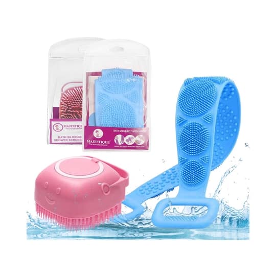 Majestique Silicone Body Scrubber with Bath Belt (2 pcs)